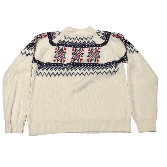 MG Vintage Sweater JCPenny Cream Blue Fair Isle Medium Womens - Picture 1 of 5